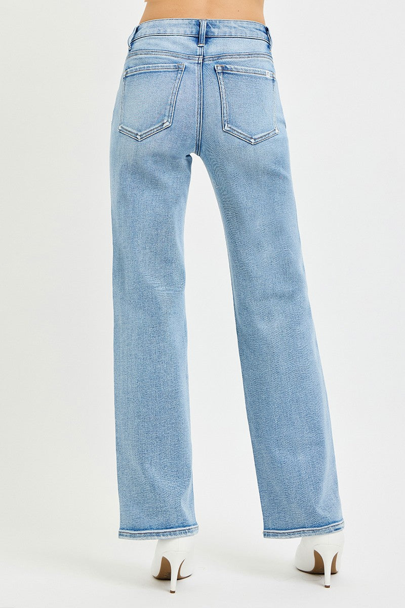 Ursa Mid Rise Straight Leg Jeans Light Wash