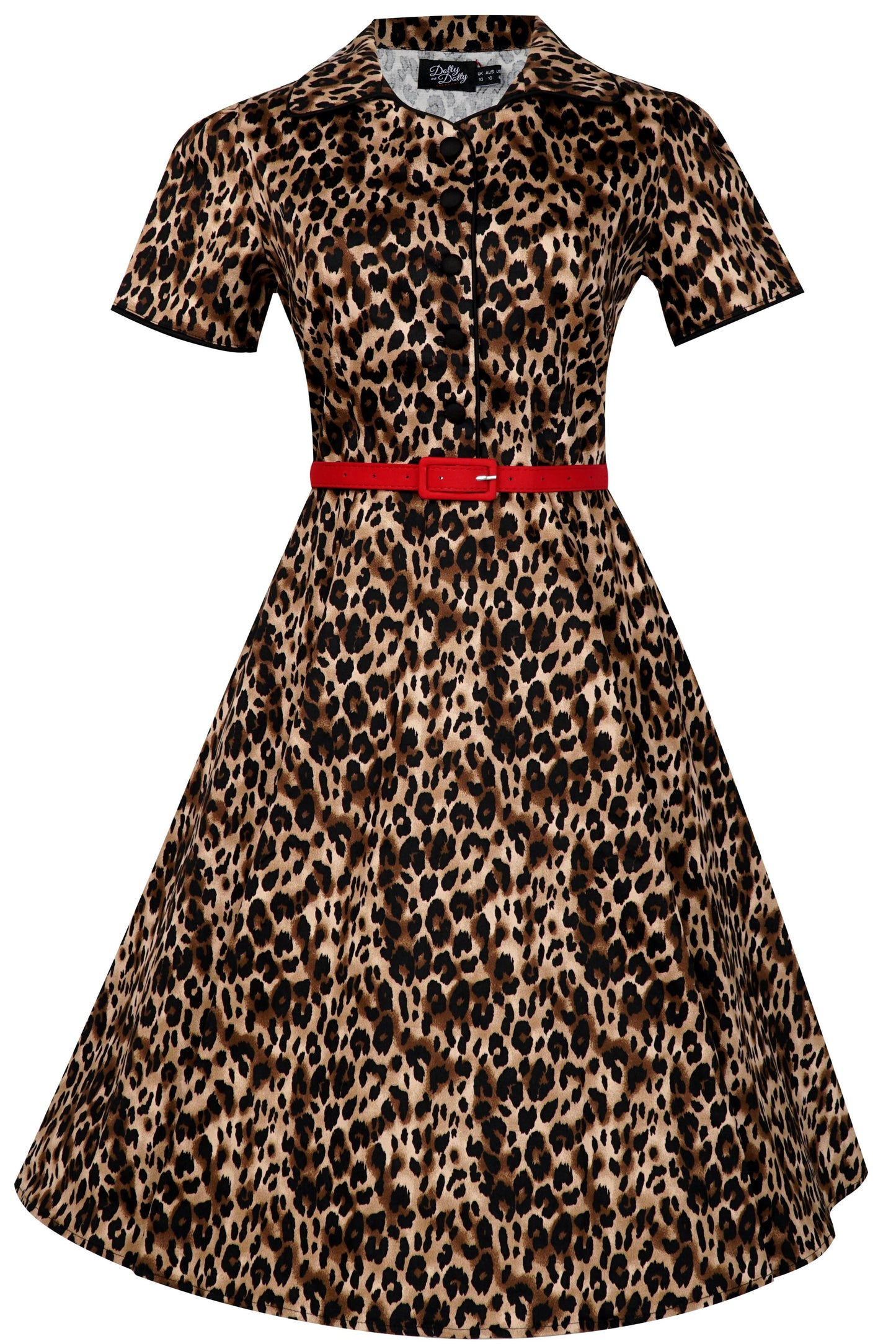 Penelope Rockabilly Leopard Print Shirt Dress