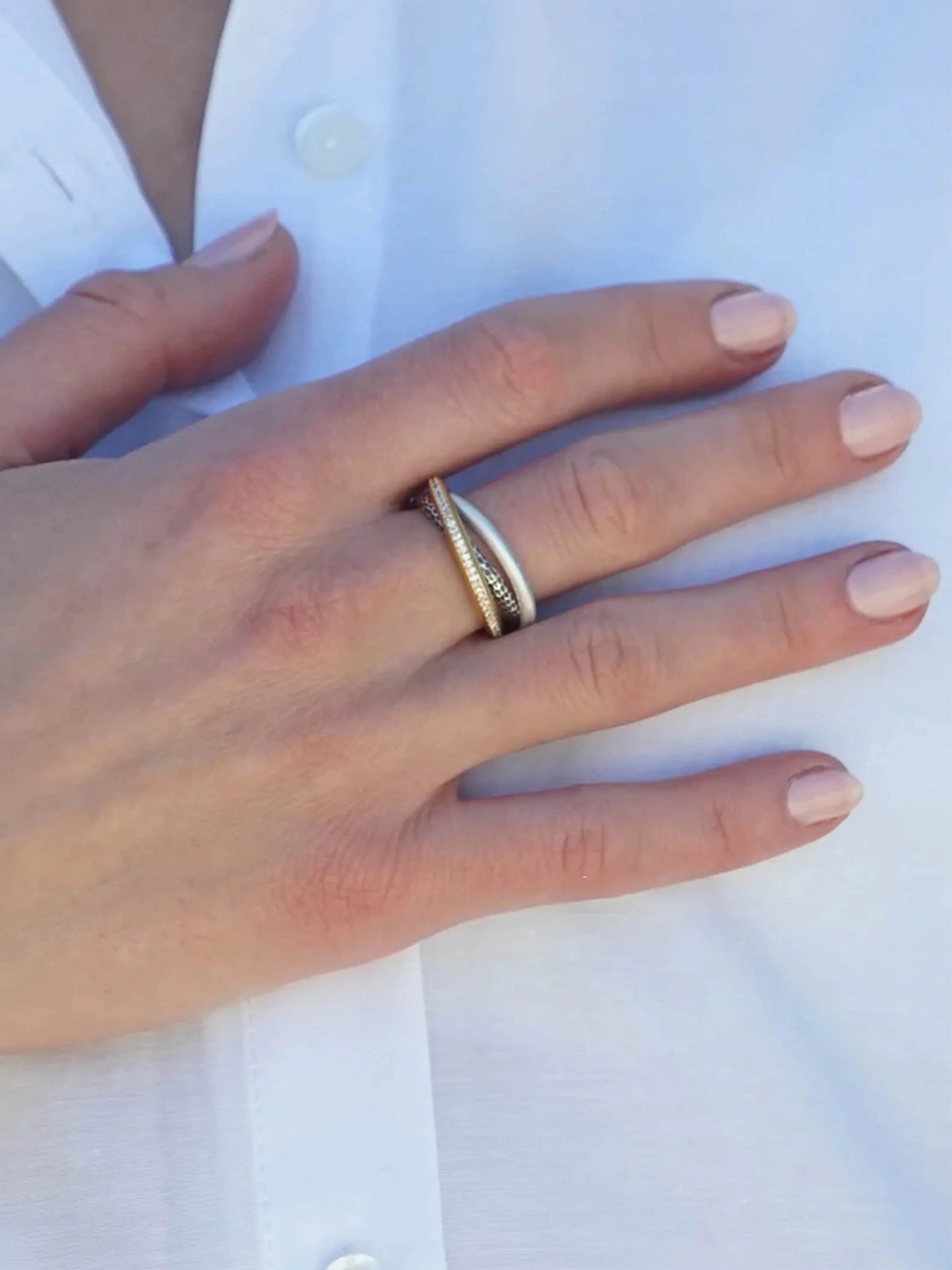 Tat2 Designs Mixed Metal Trinity Ring