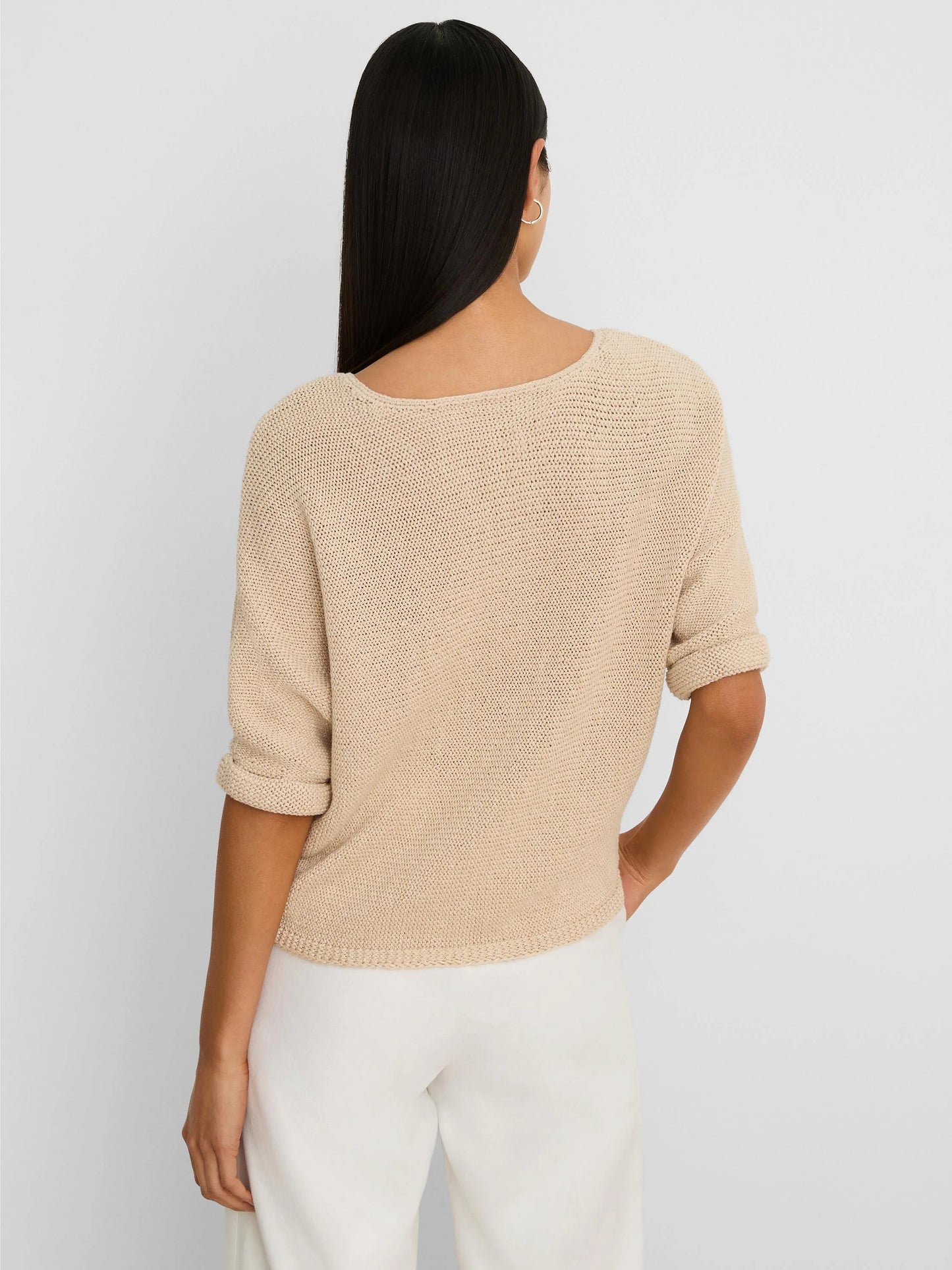 Crimpy Cord Roll Sleeve Sweater