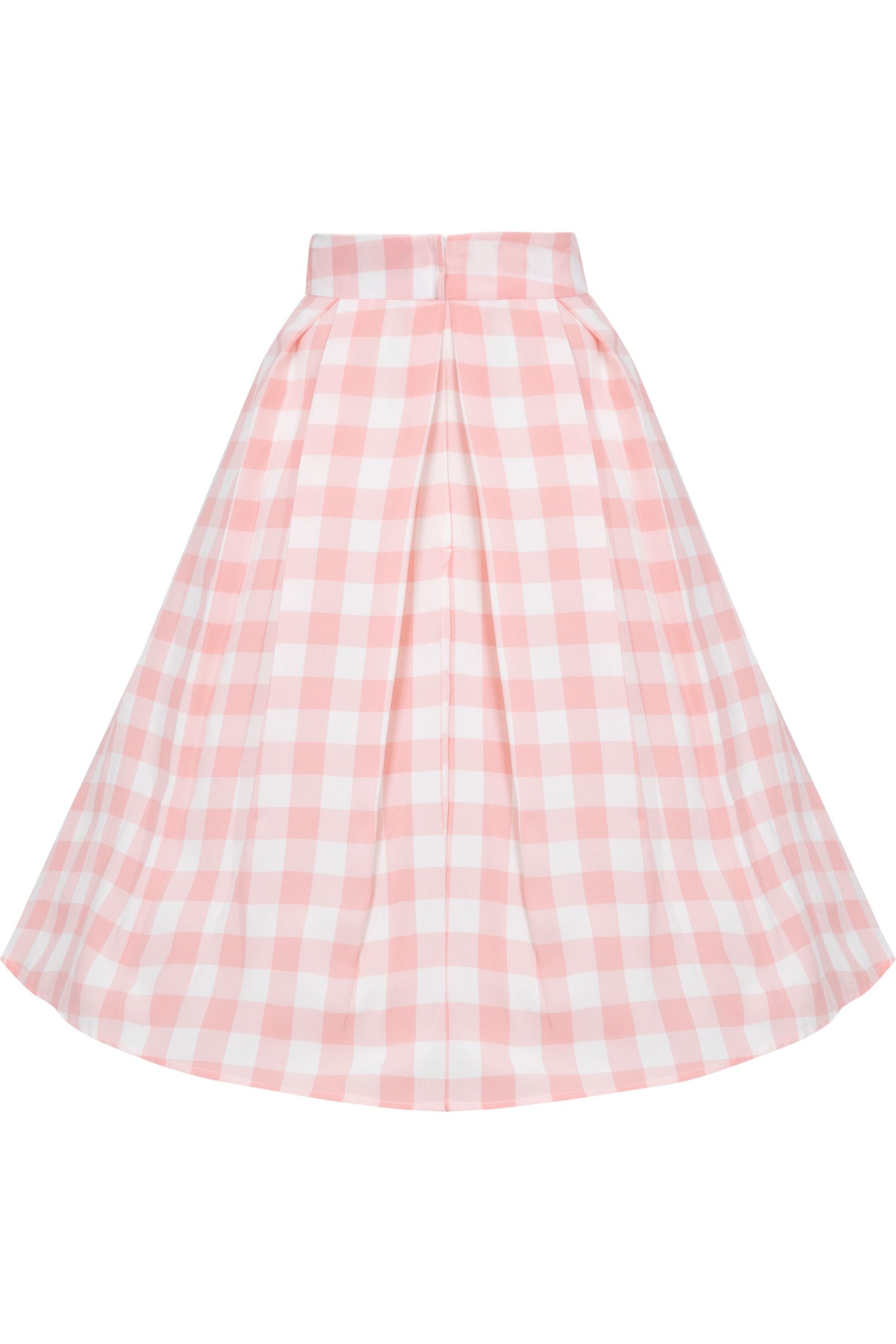 Carolyn Box Pleat Swing Skirt in Pink Gingham Check