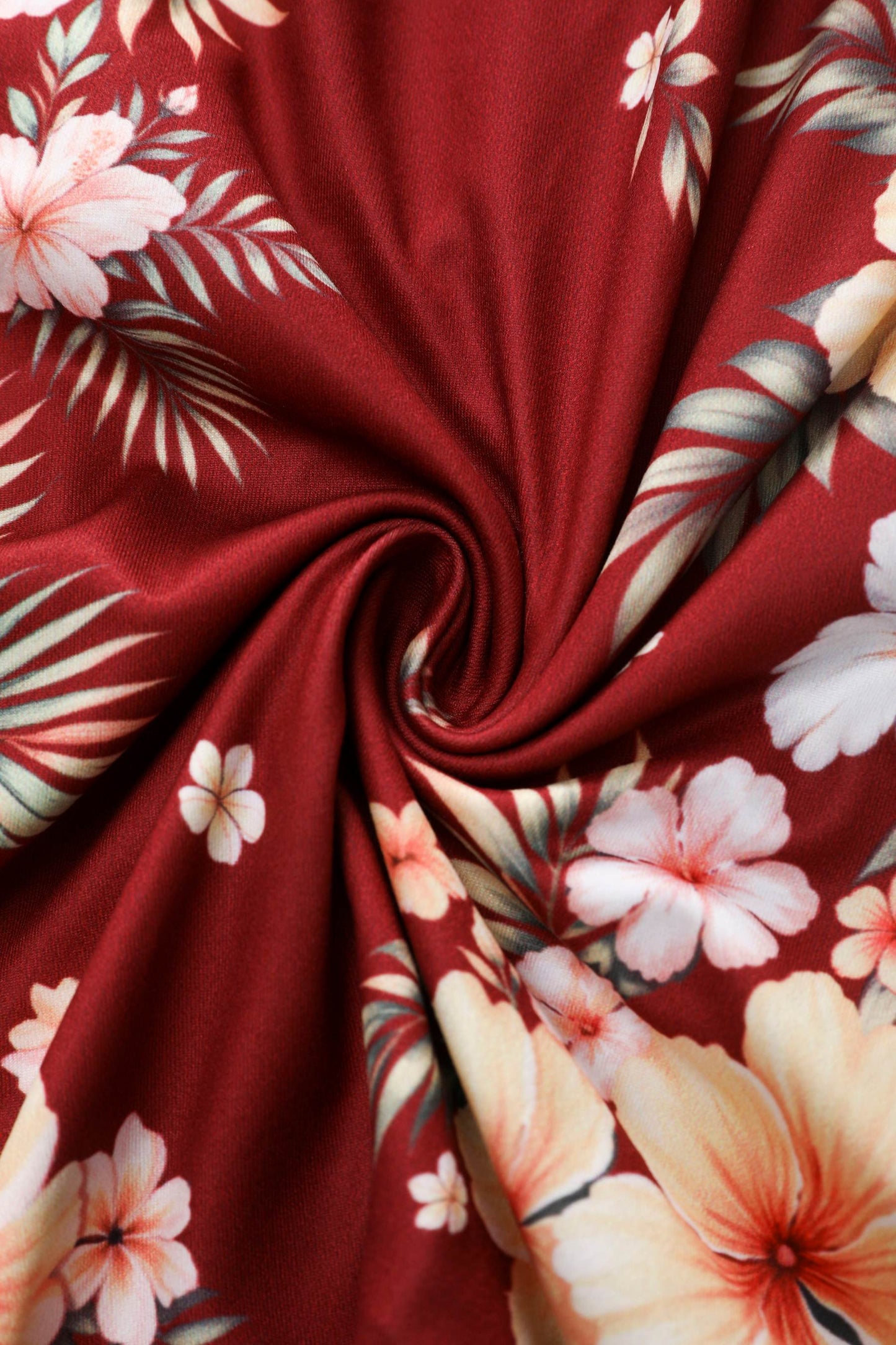 Matilda Vintage Inspired Hibiscus Wrap Dress in Burgundy