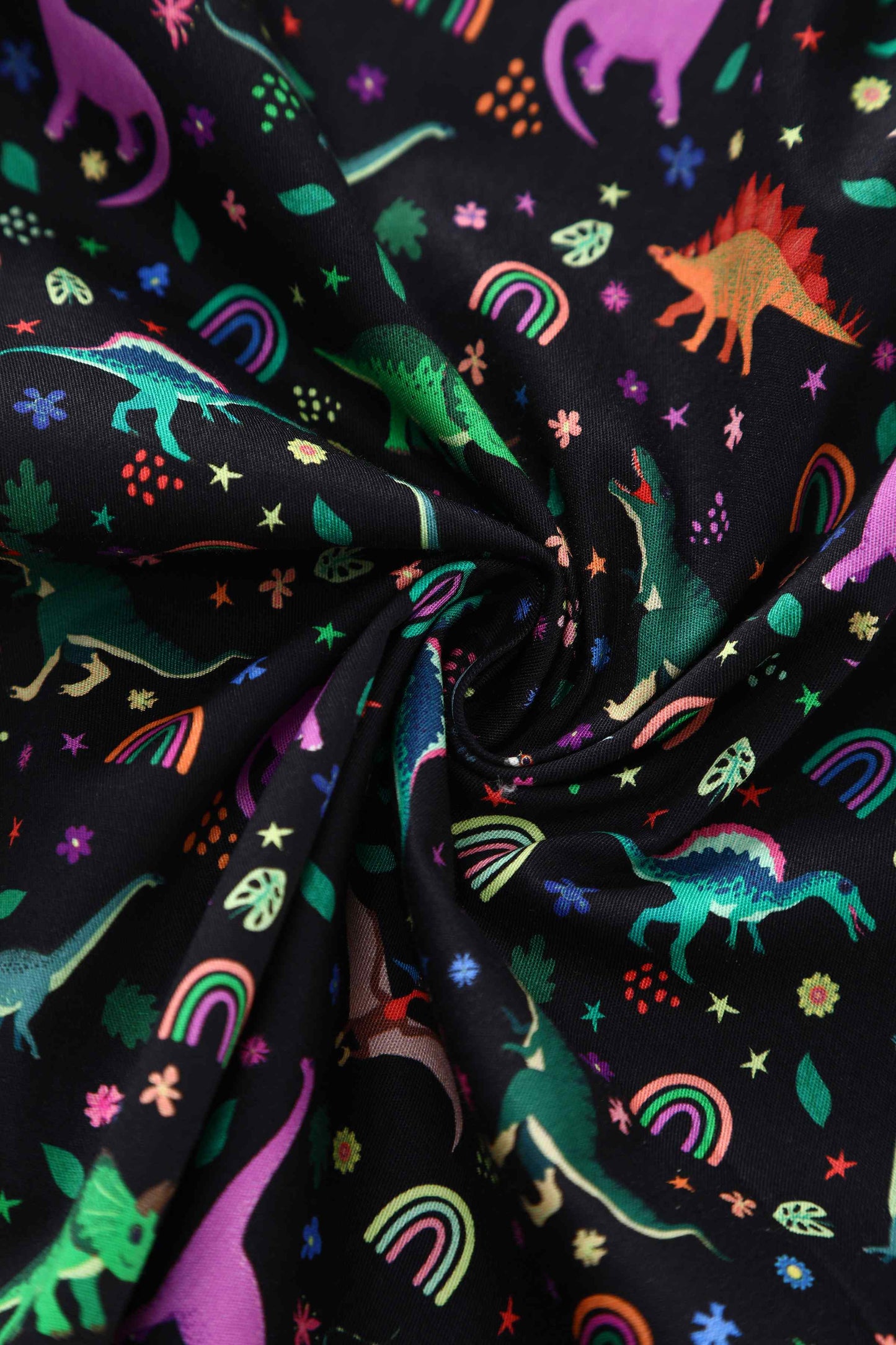 Mabel Dinosaur & Rainbow Midi Shirt Dress In Black