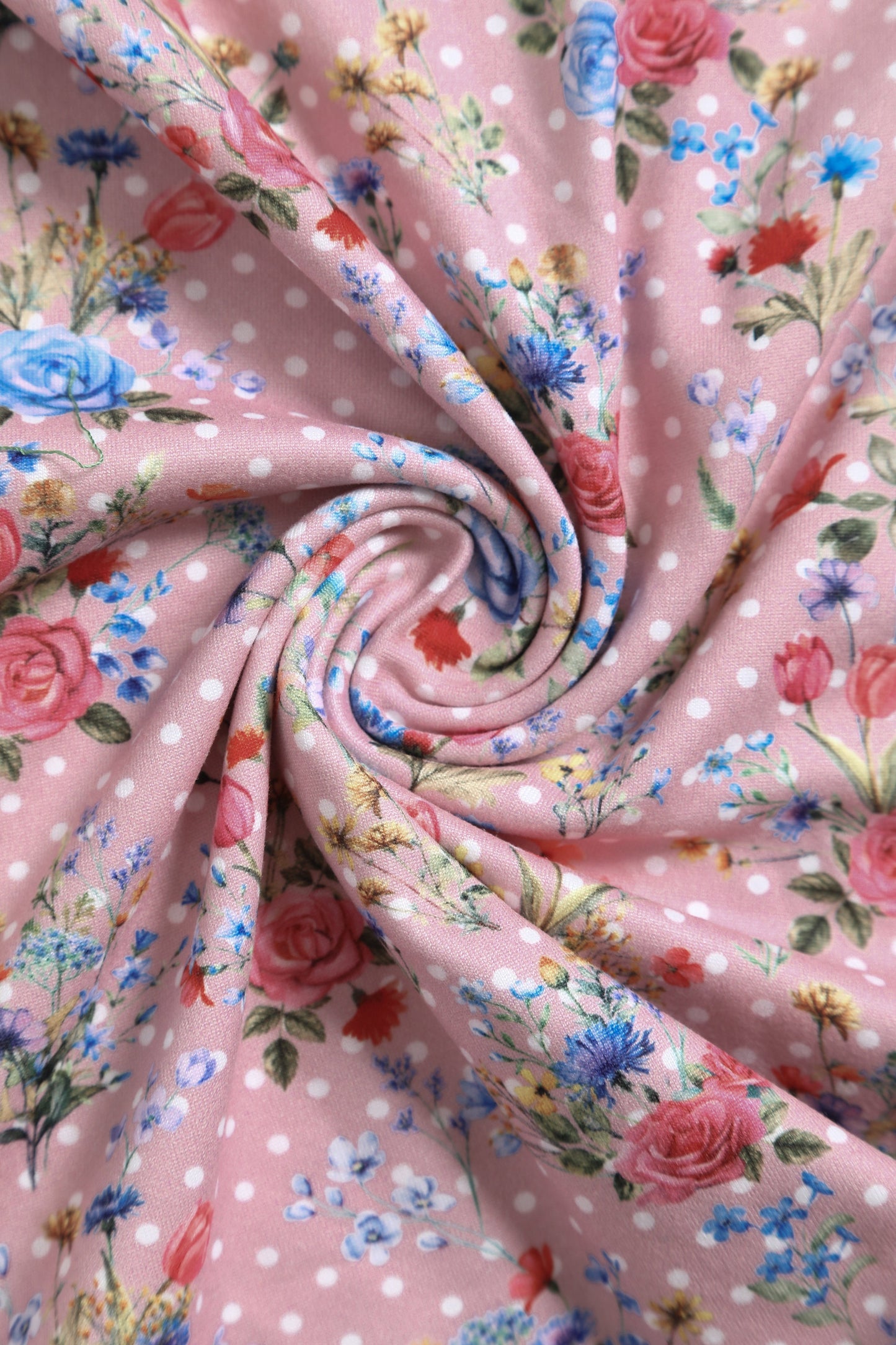Janice Pink Floral Polka Dot Petal Sleeve Dress