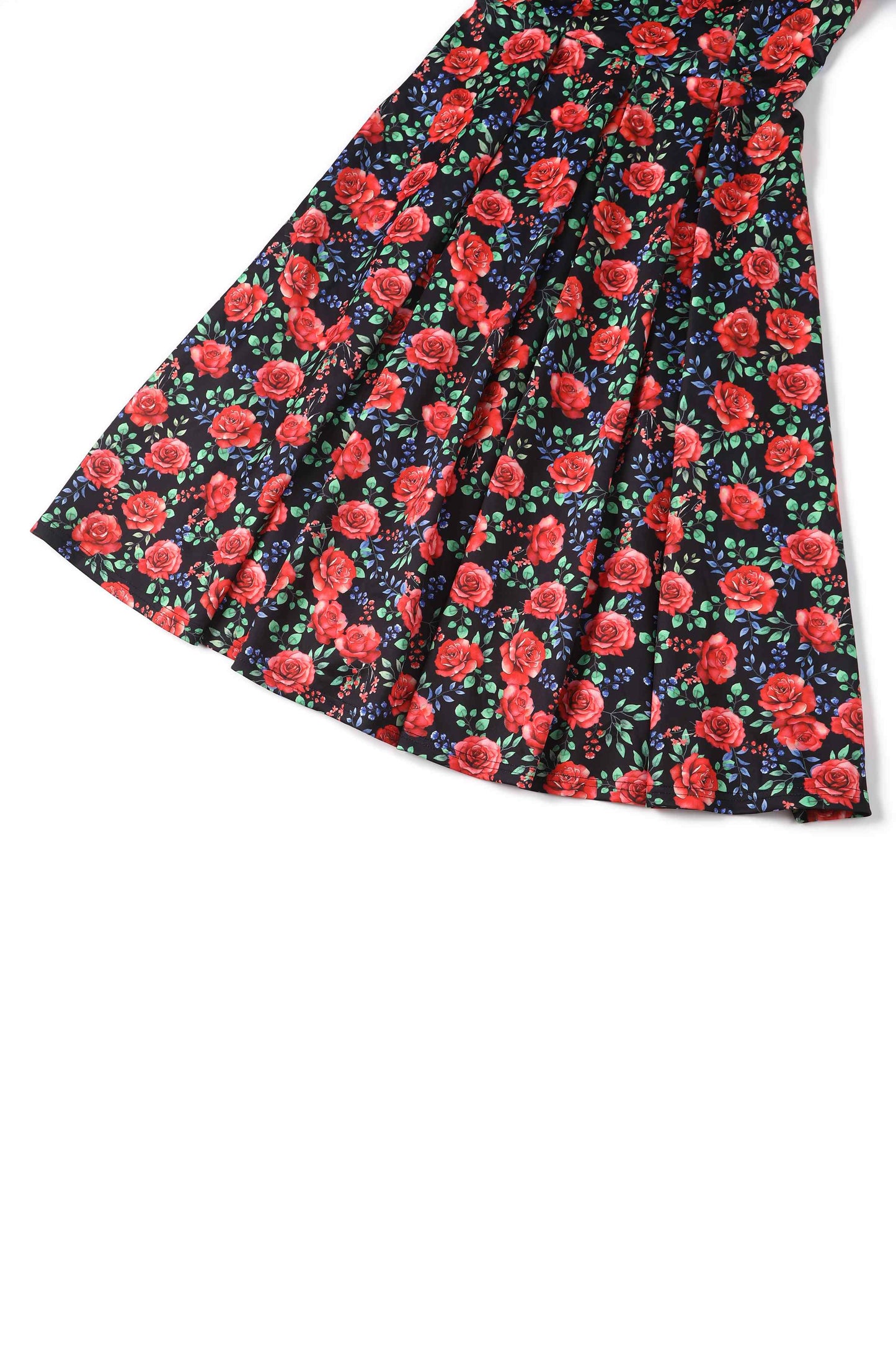 Lily Vintage Red Rose Off Shoulder Dress In Black