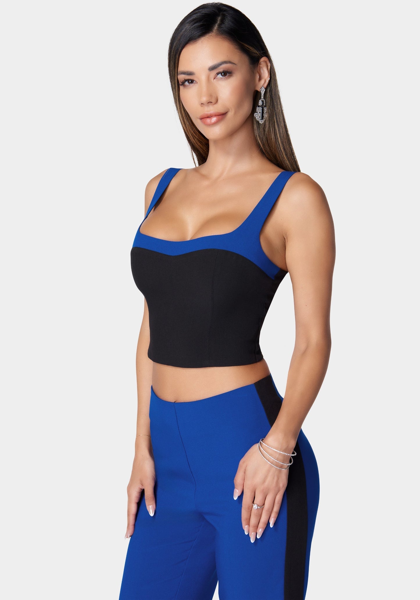 Tailored Contrast Woven Twill Bustier