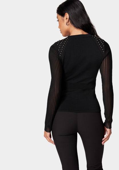 Stripe Illusion Stud Detail Sweater