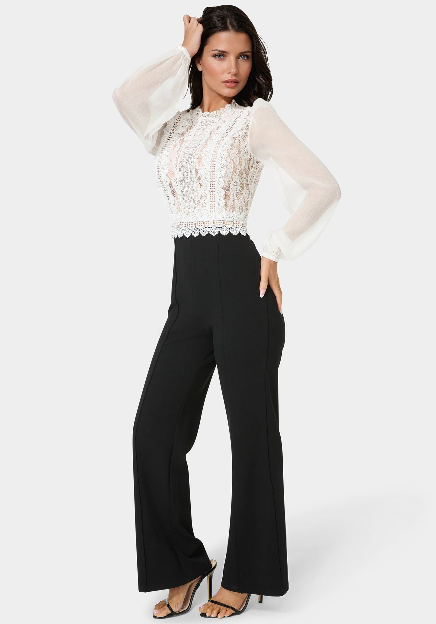 Lace Top Straight Leg Jumpsuit