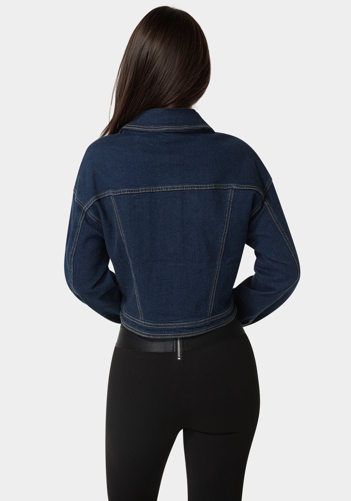 Button Front Stud Detail Denim Jacket