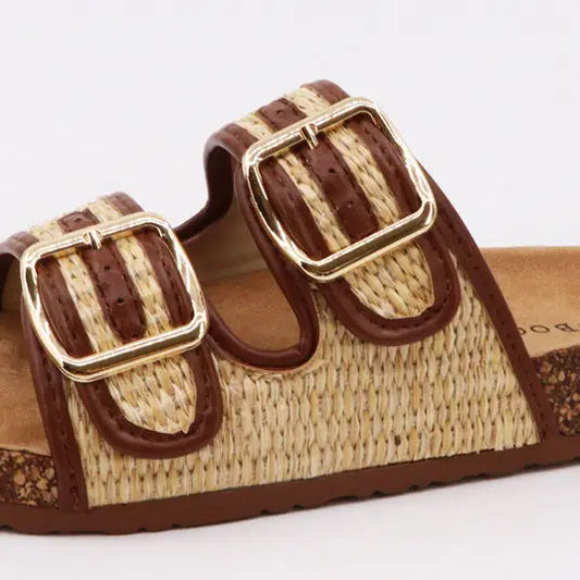 Bamboo Double Buckle Sandals