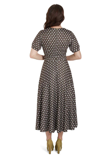 Julia 50s Style Brown Polka Dot Day Dress