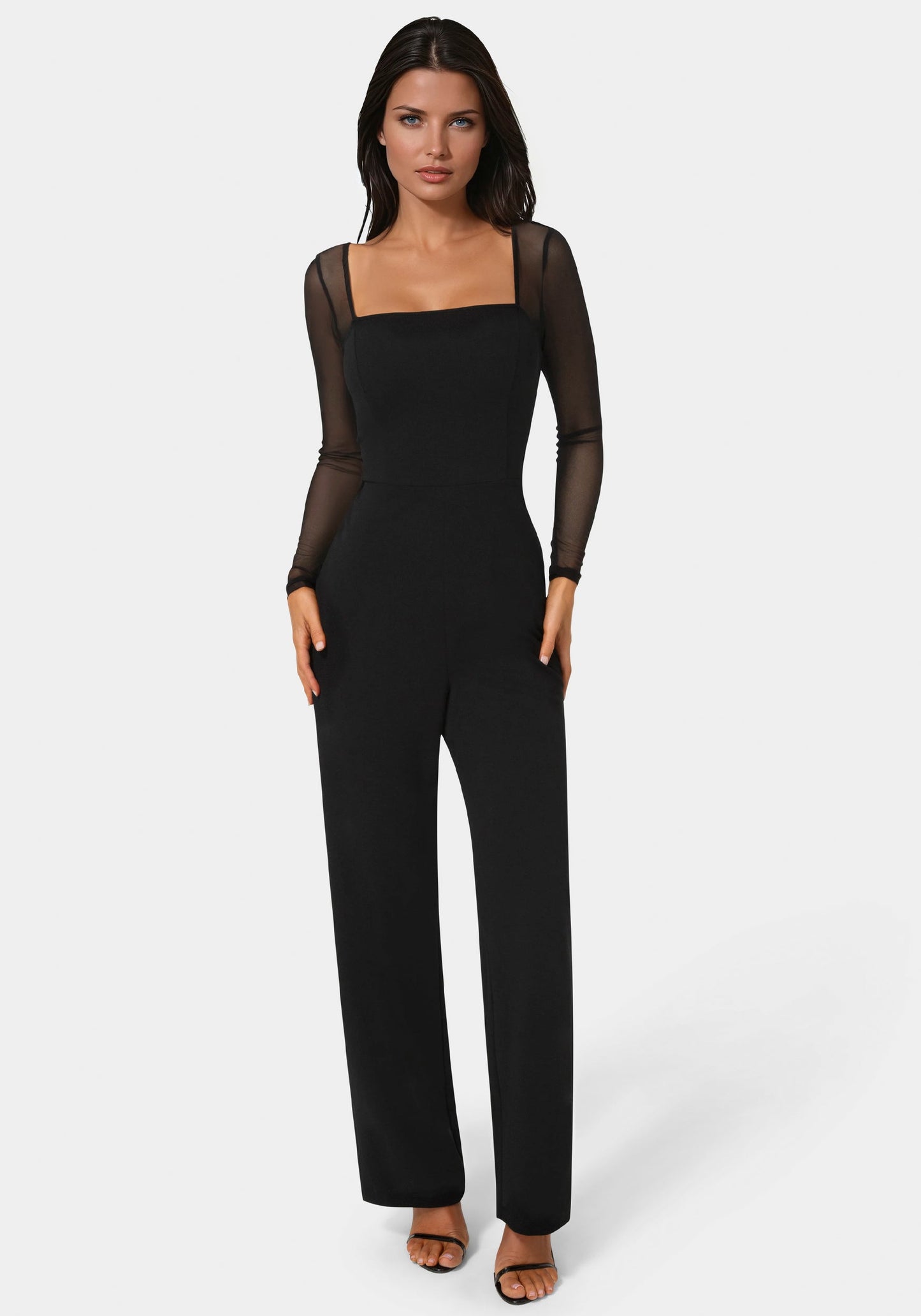 Scuba Mesh Square Neck Jumpsuit