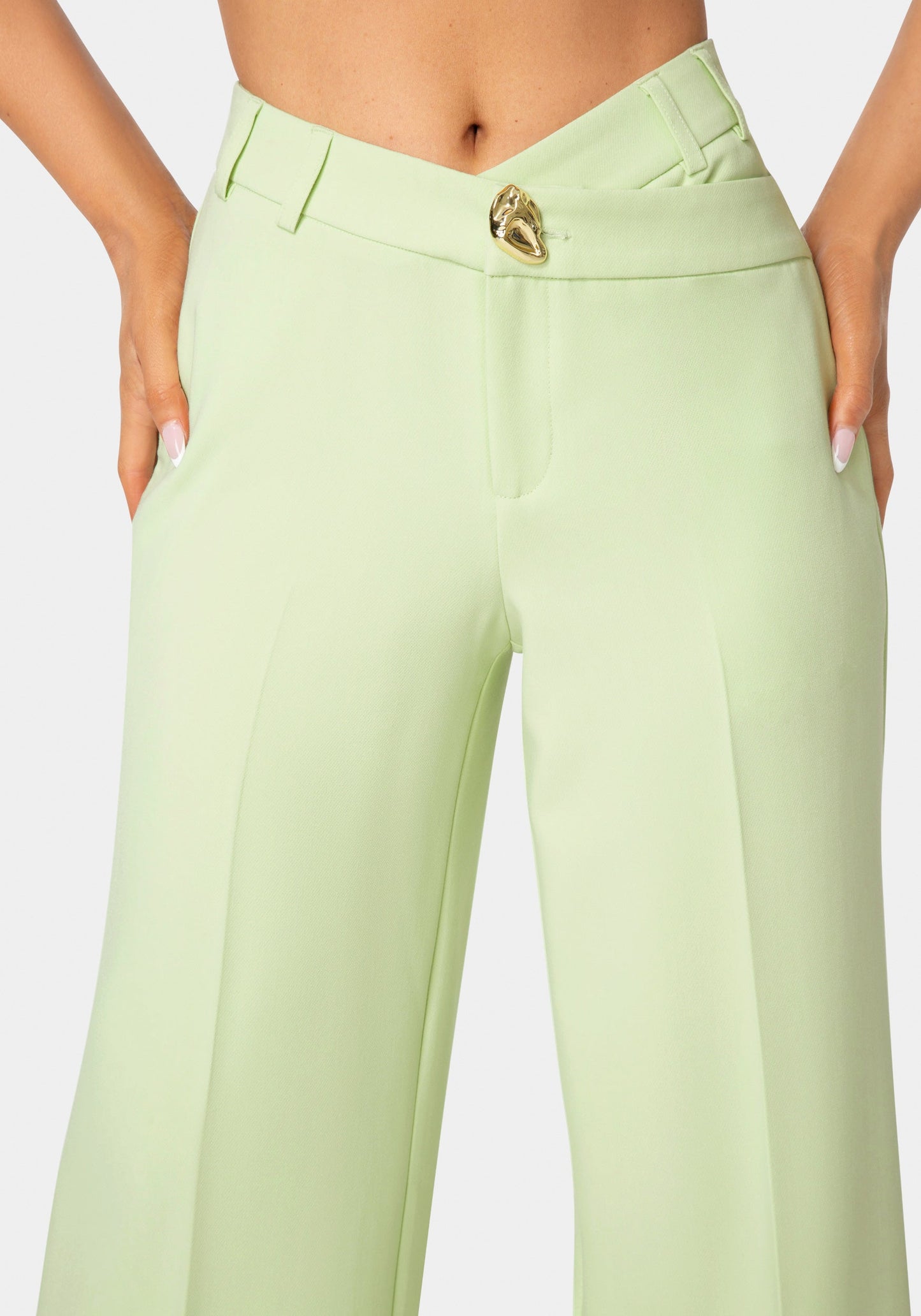 High Waist Overlap Wide Leg Pant