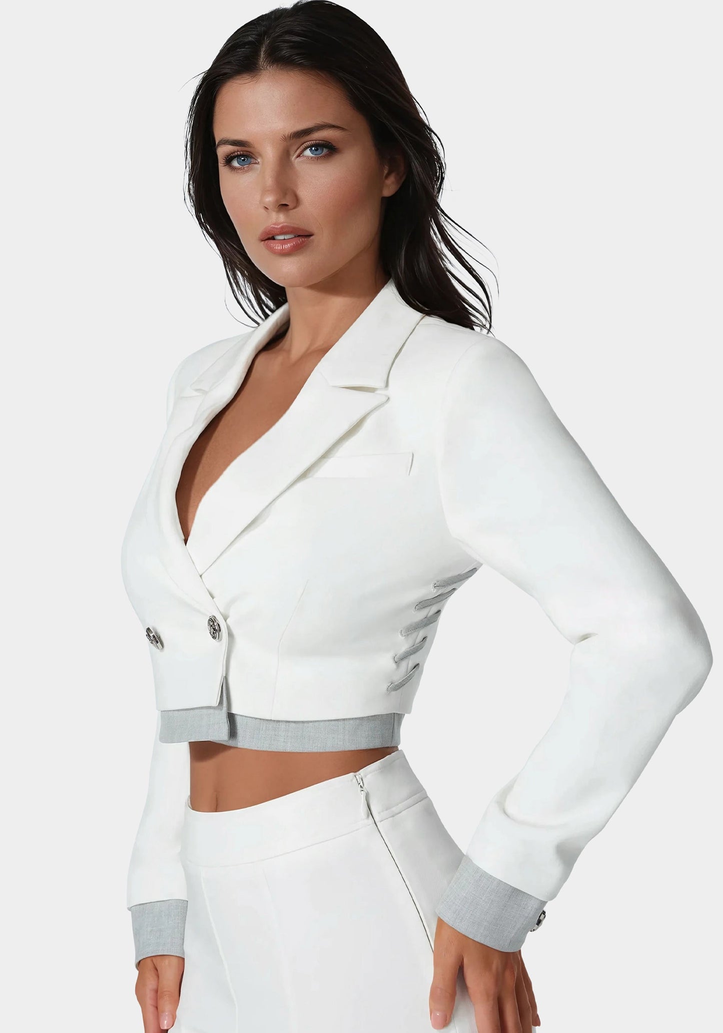 Cropped Eyelet Blazer