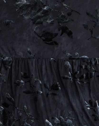 Anyeli Mini Dress in Leaf Velvet Dark Blue