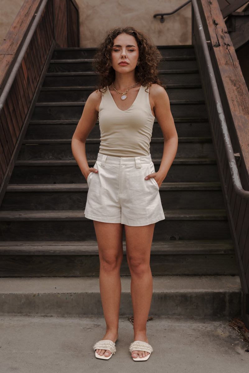 Palina Sleeveless Tank Top Beige