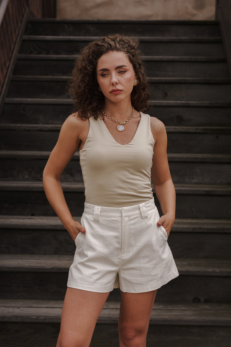Palina Sleeveless Tank Top Beige