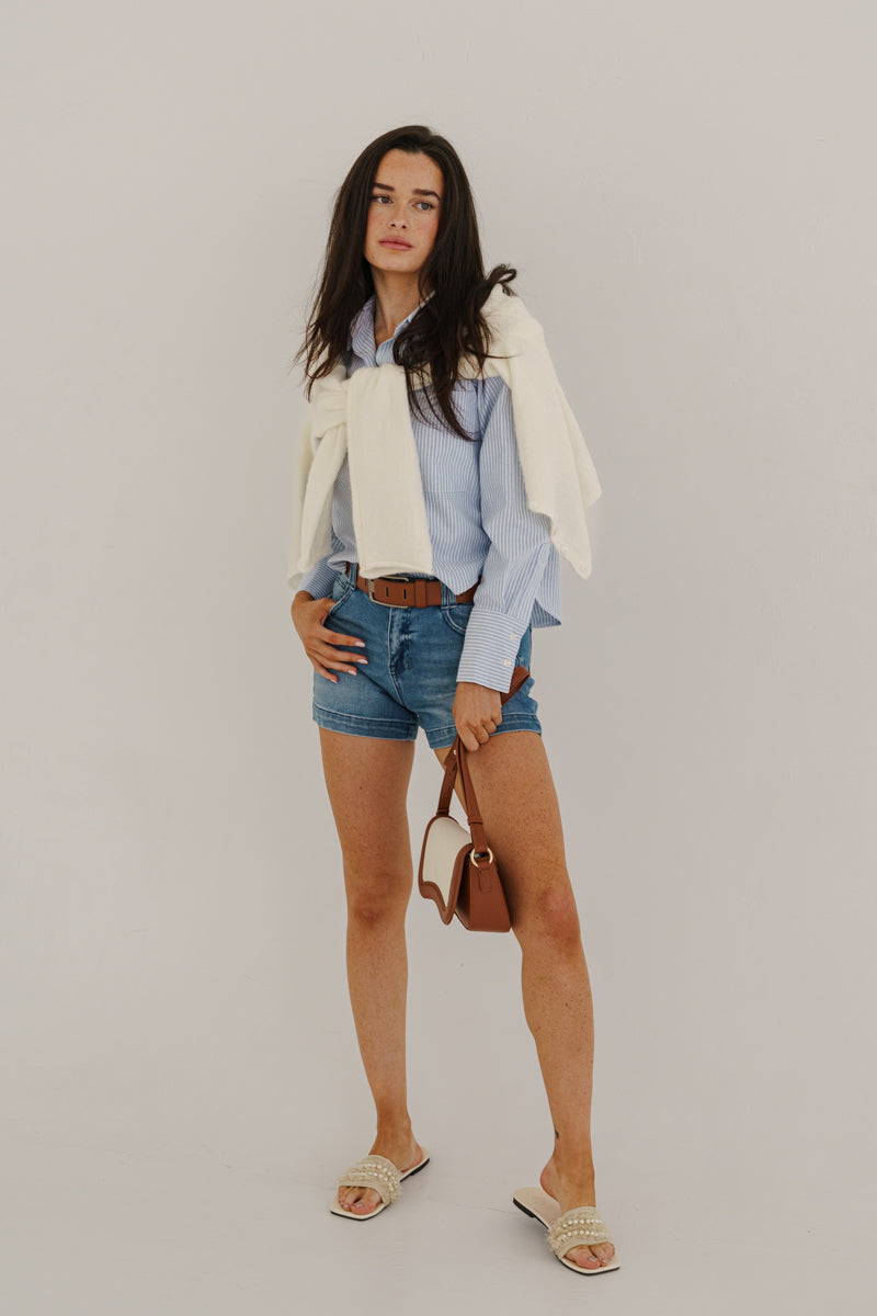 Michelle Long Sleeve Button Down Knit Cardigan White
