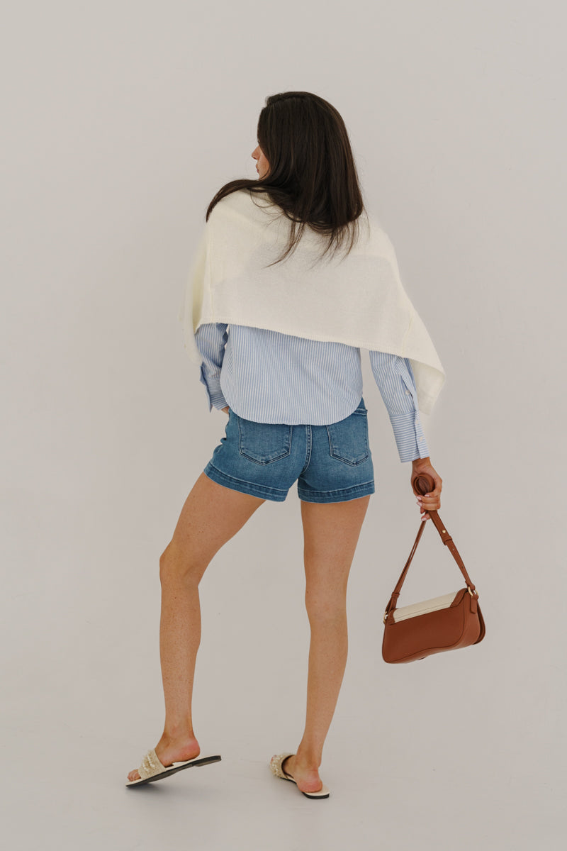 Michelle Long Sleeve Button Down Knit Cardigan White