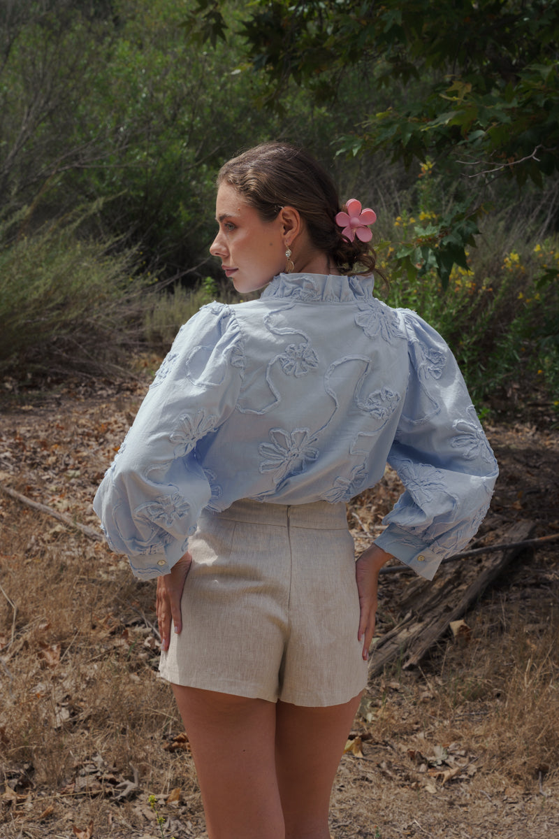 Steph High Waist Linen Shorts Natural