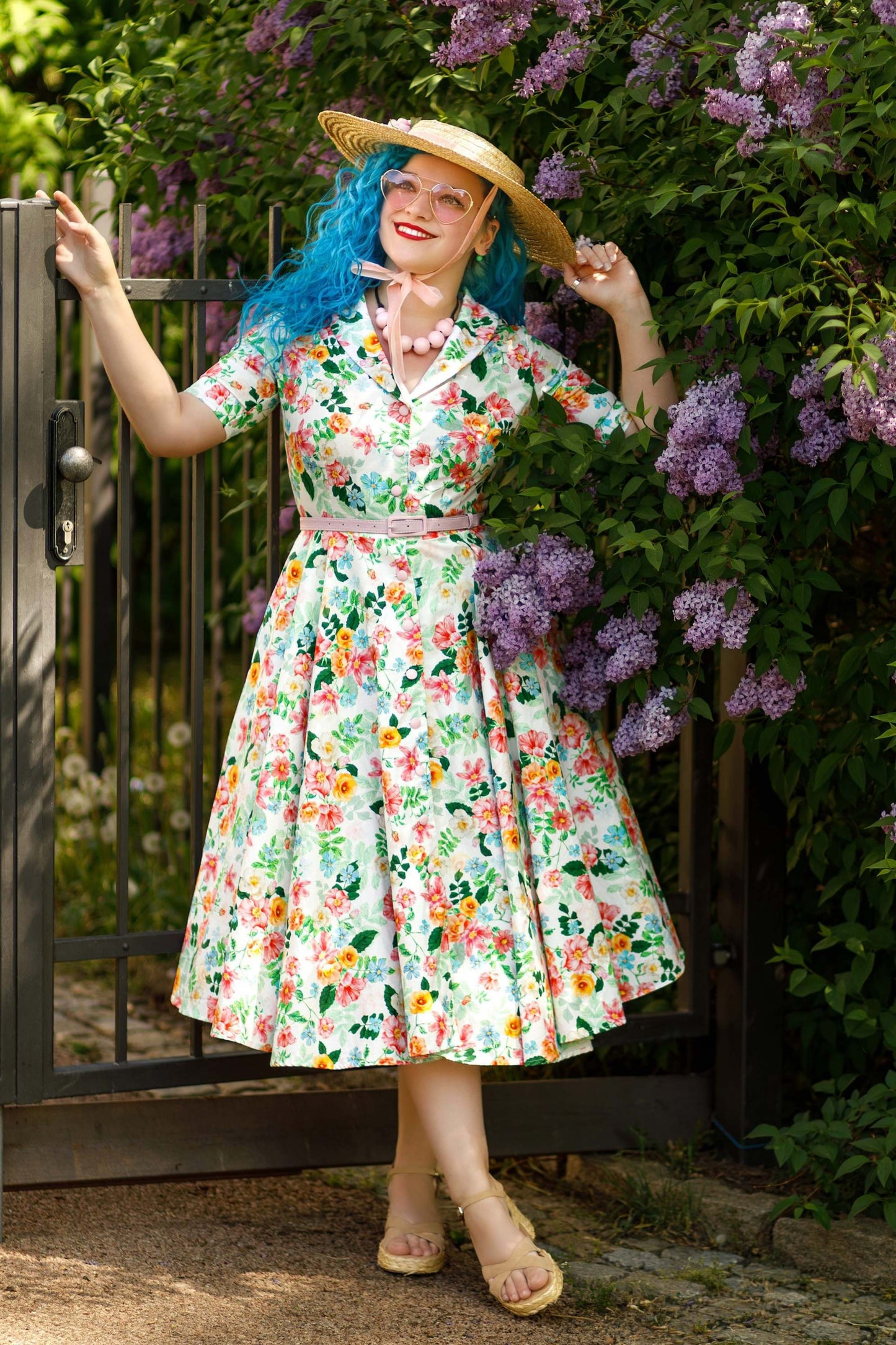 Mollie Summer Floral Full Circle Shirt Dress