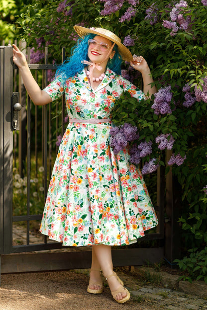 Mollie Summer Floral Full Circle Shirt Dress