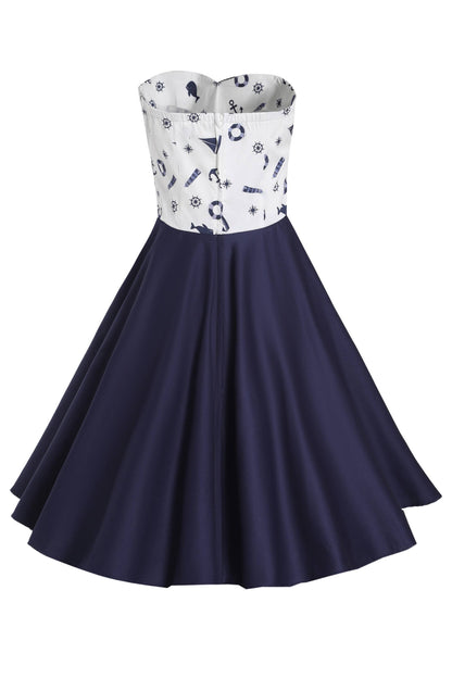 Melissa Navy & White Nautical Strapless Dress
