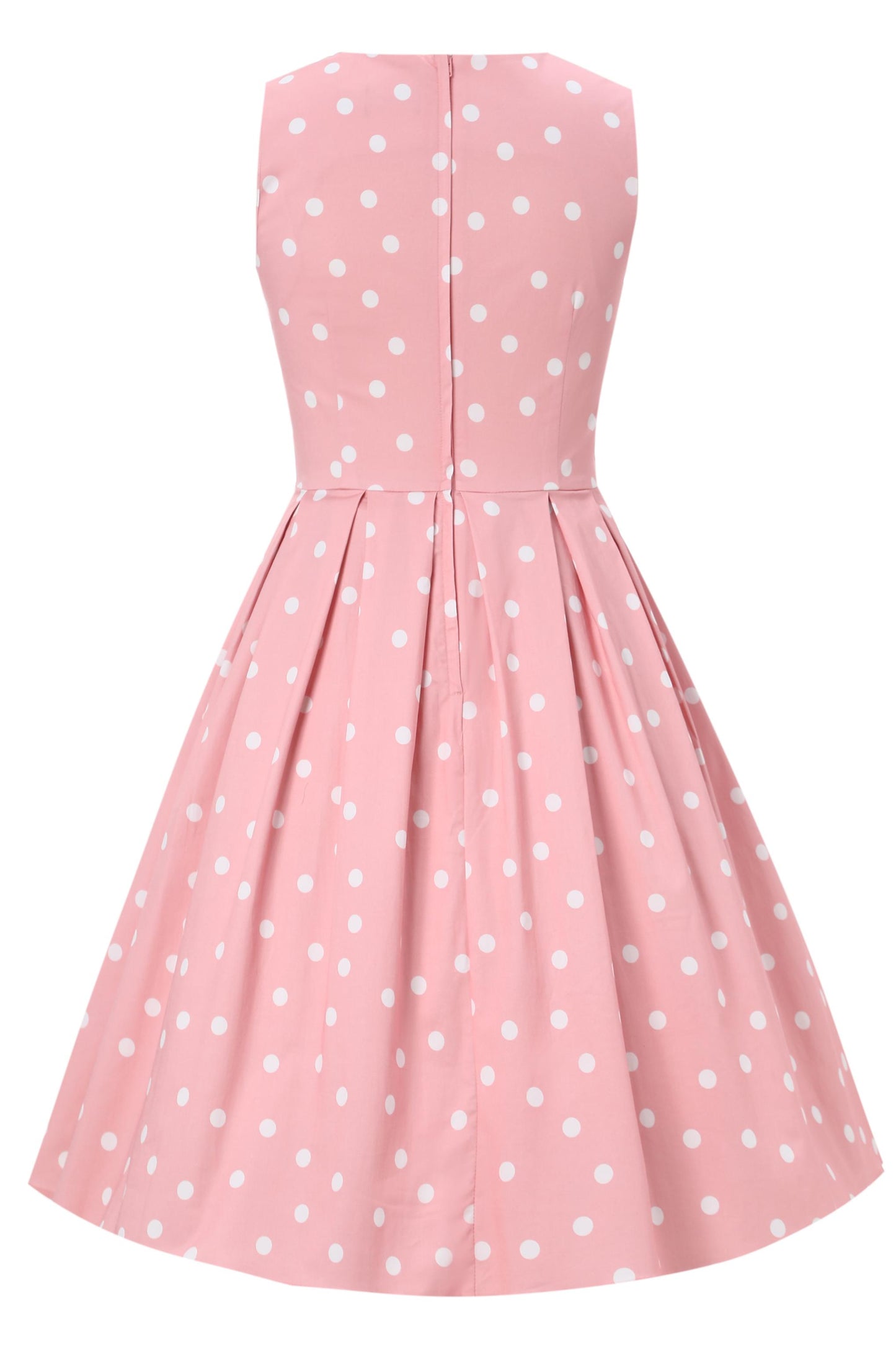 Annie Retro Polka Dot Dress in Pale Pink & White
