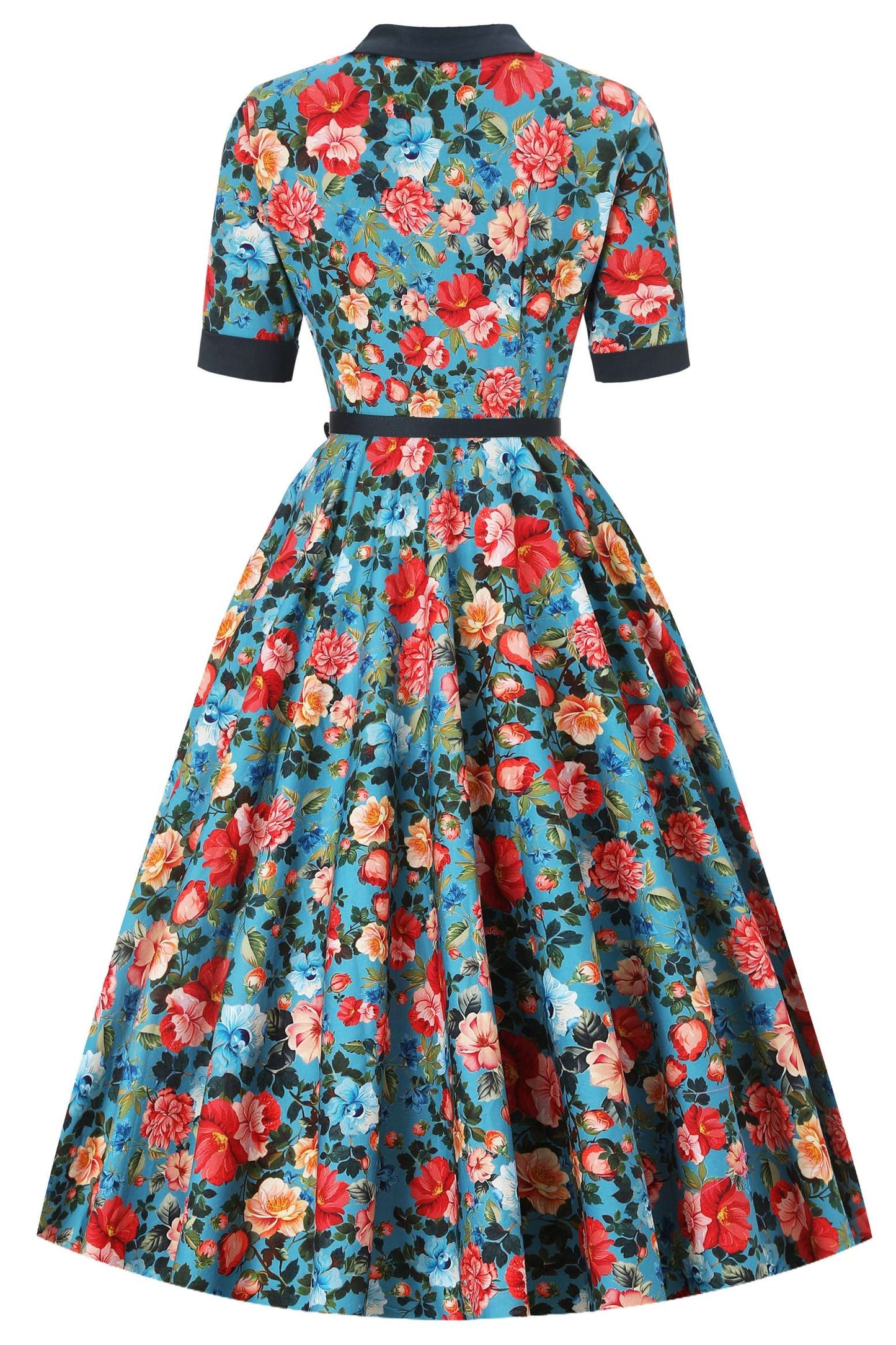 Mollie Blue Floral Full Circle Shirt Dress