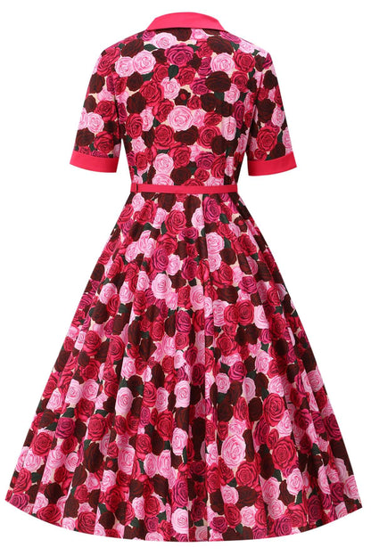 Mollie Pink Rose Garden Full Circle Shirt Dress