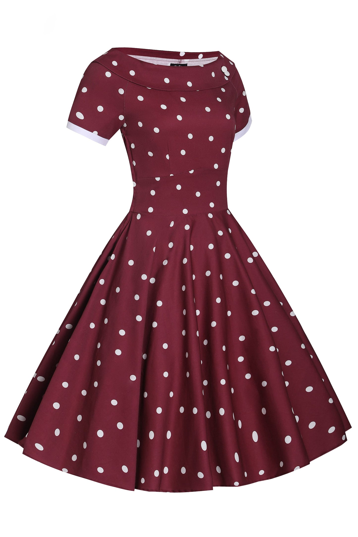 Darlene Burgundy & White Off Shoulder Circle Dress