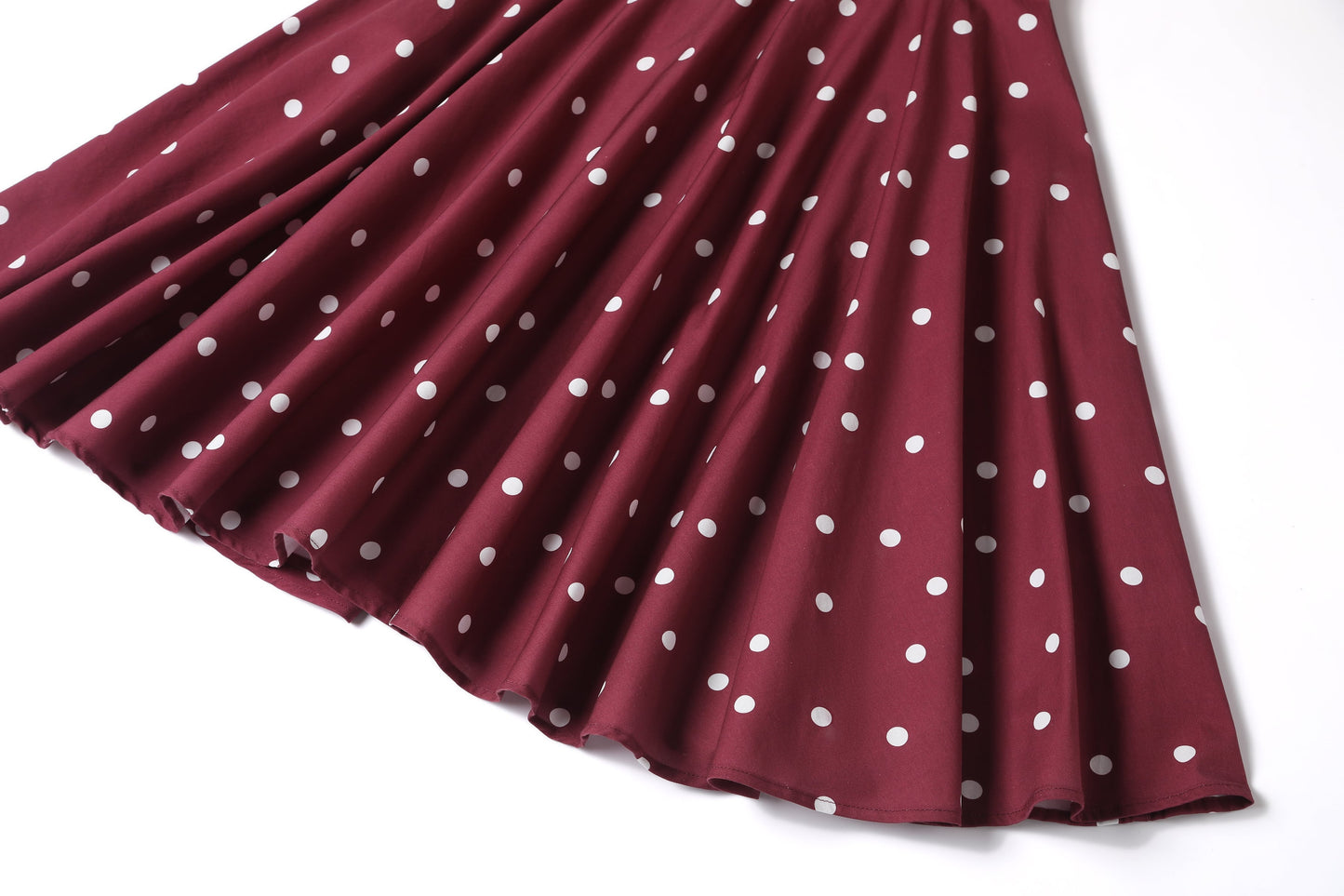 Darlene Burgundy & White Off Shoulder Circle Dress