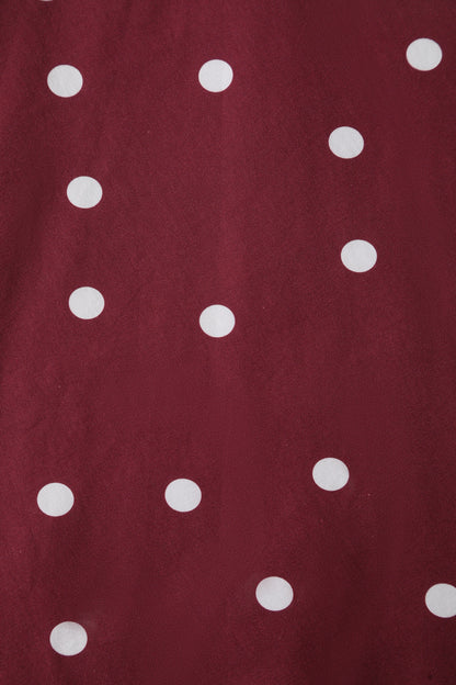 Darlene Burgundy & White Off Shoulder Circle Dress