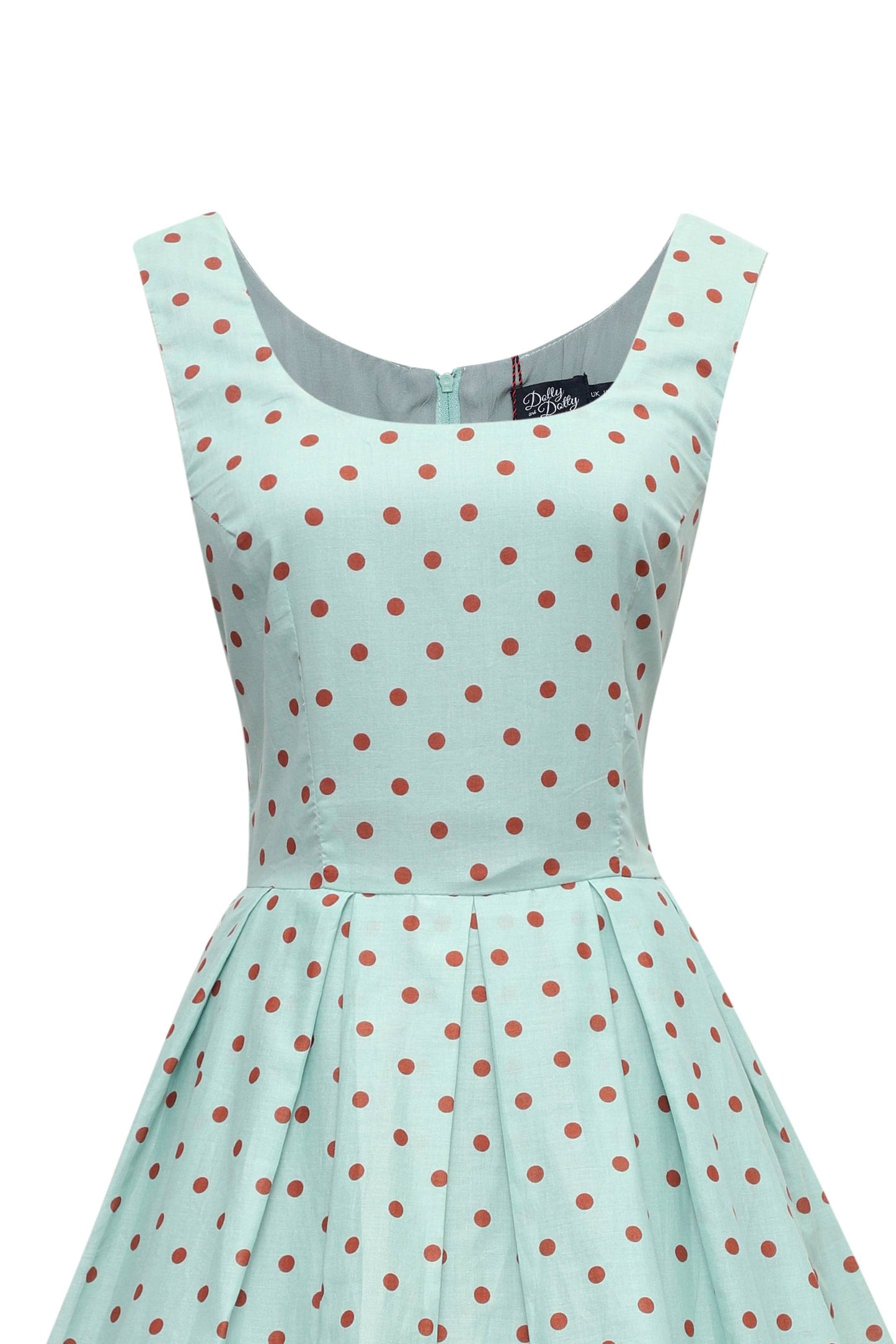 Amanda Light Blue & Red Polka Swing Dress