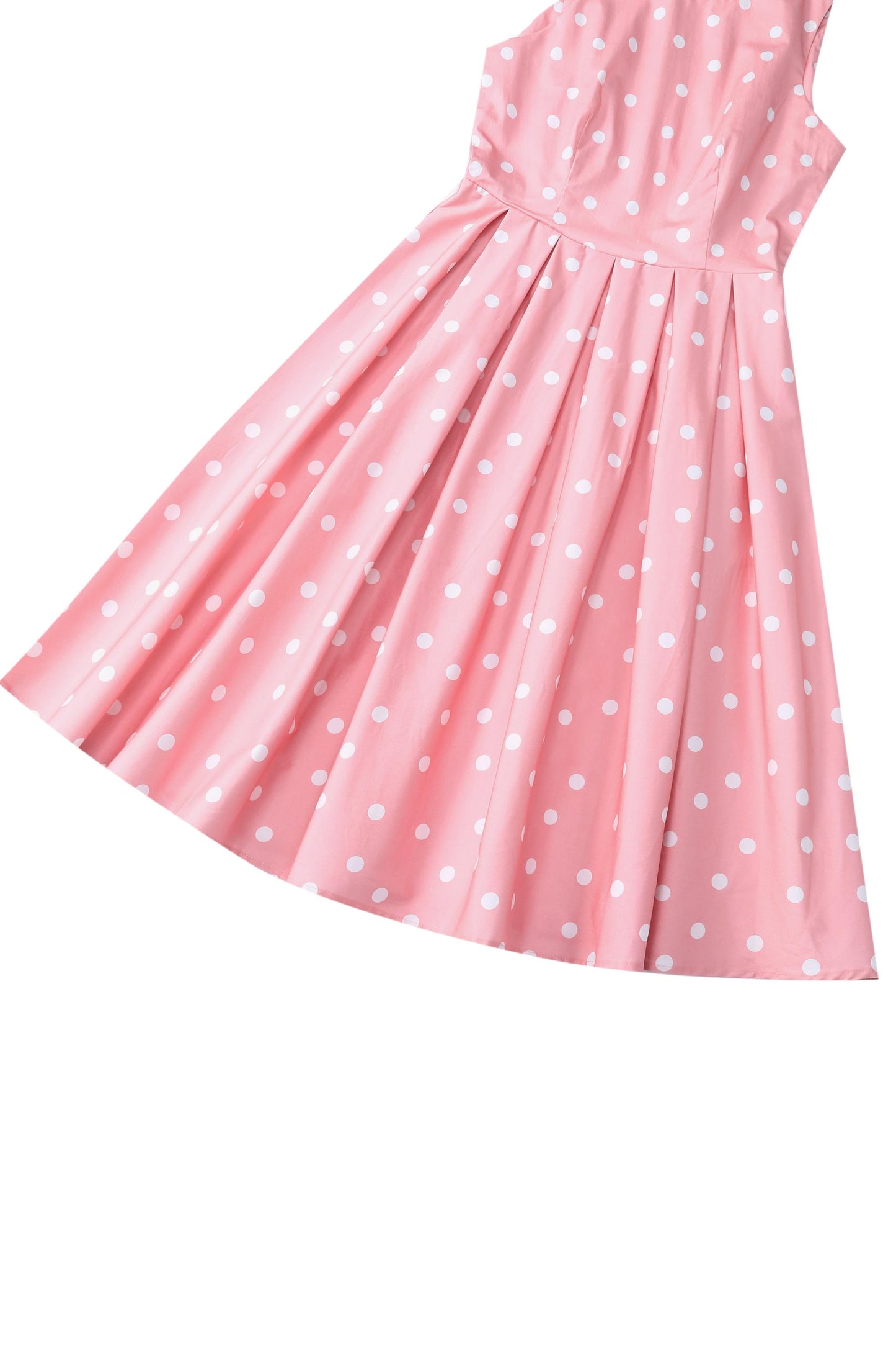 Annie Retro Polka Dot Dress in Pale Pink & White