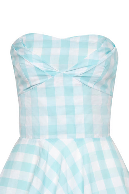 Melissa Blue Gingham Strapless Dress
