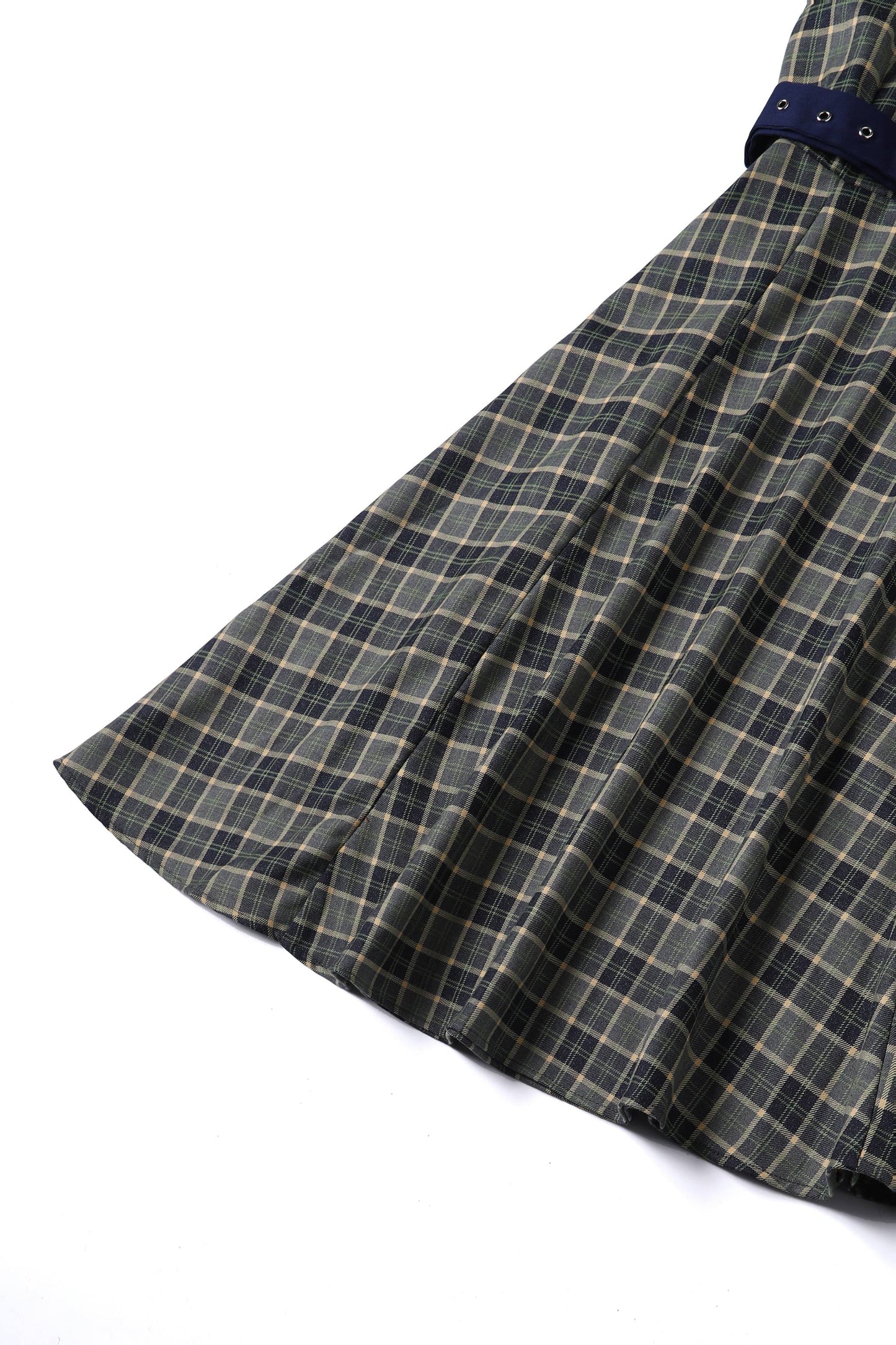 Penelope Navy & Grey Tartan Shirt Dress