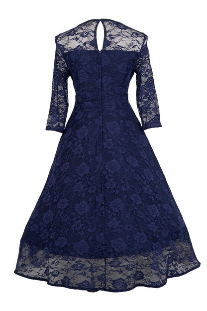 Madeline Long Sleeved Navy Lace Dress