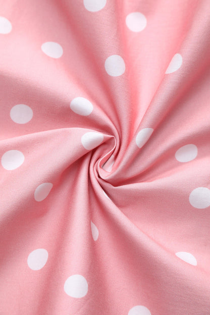 Annie Retro Polka Dot Dress in Pale Pink & White