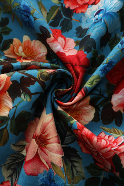 Mollie Blue Floral Full Circle Shirt Dress