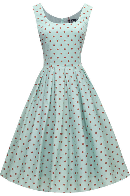 Amanda Light Blue & Red Polka Swing Dress