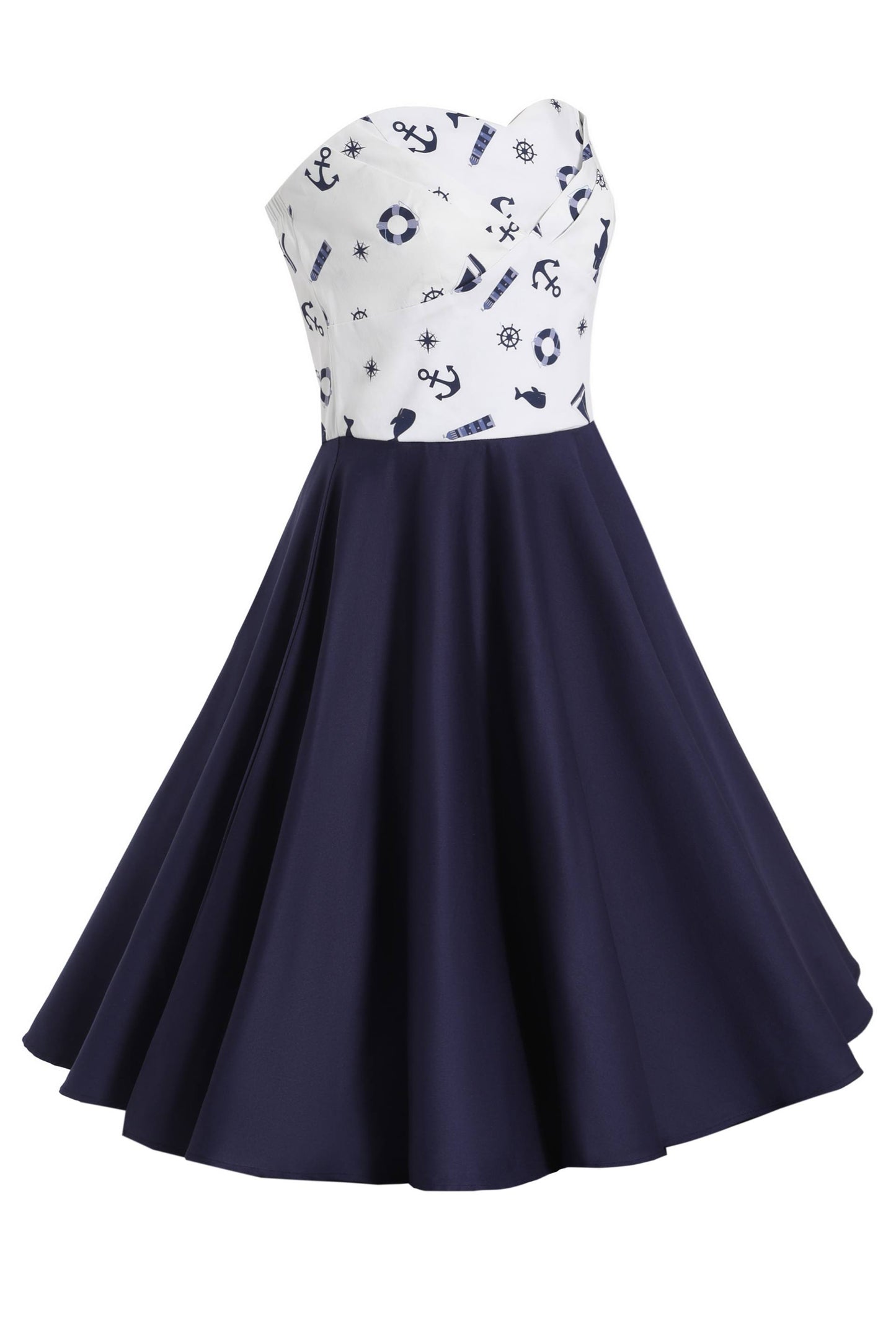 Melissa Navy & White Nautical Strapless Dress
