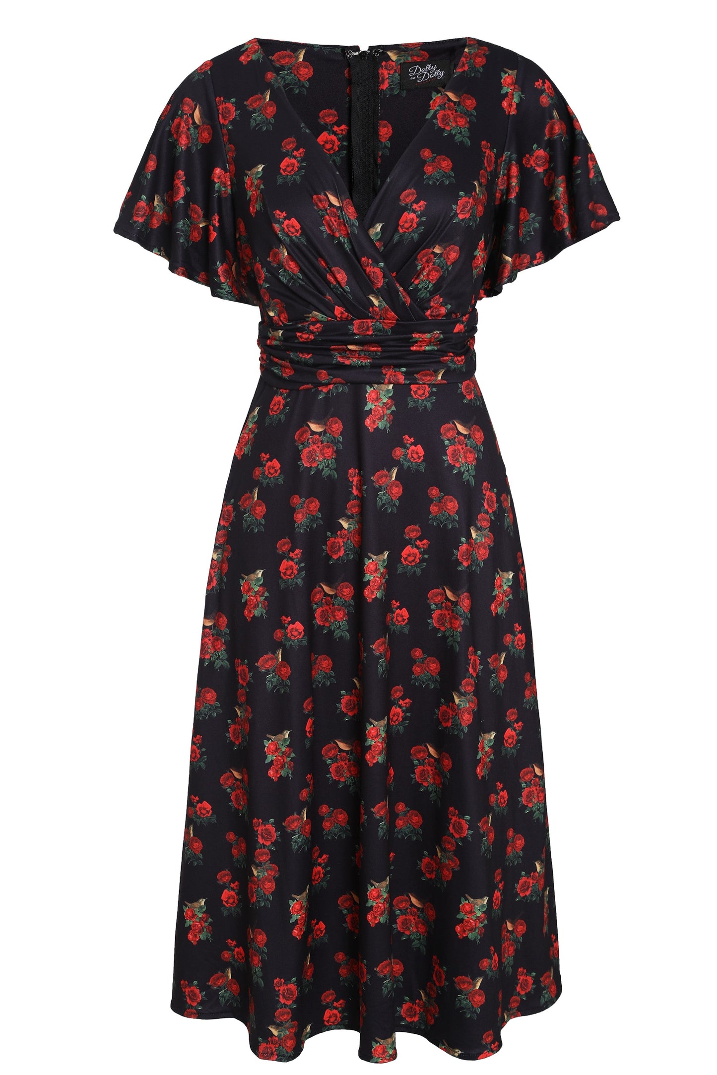 Donna Red Rose Crossover Bust Dress