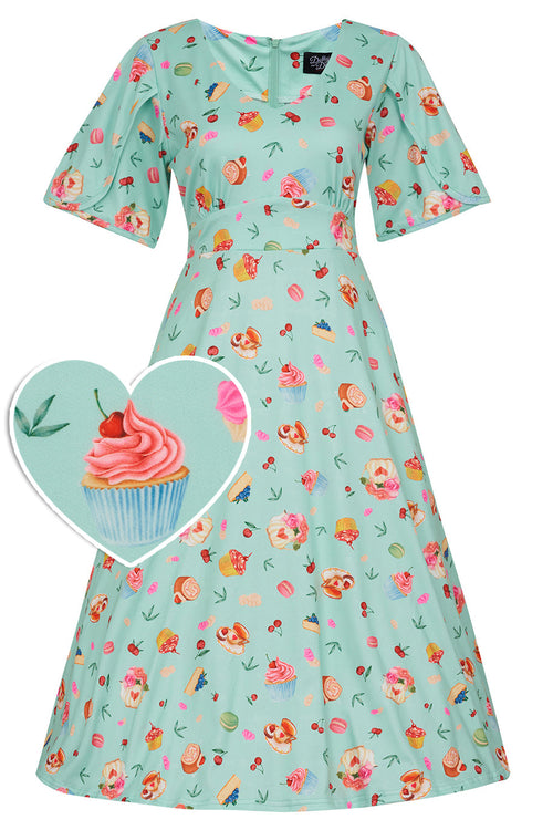 Janice Petal Sleeve Dress In Afternoon Tea Print