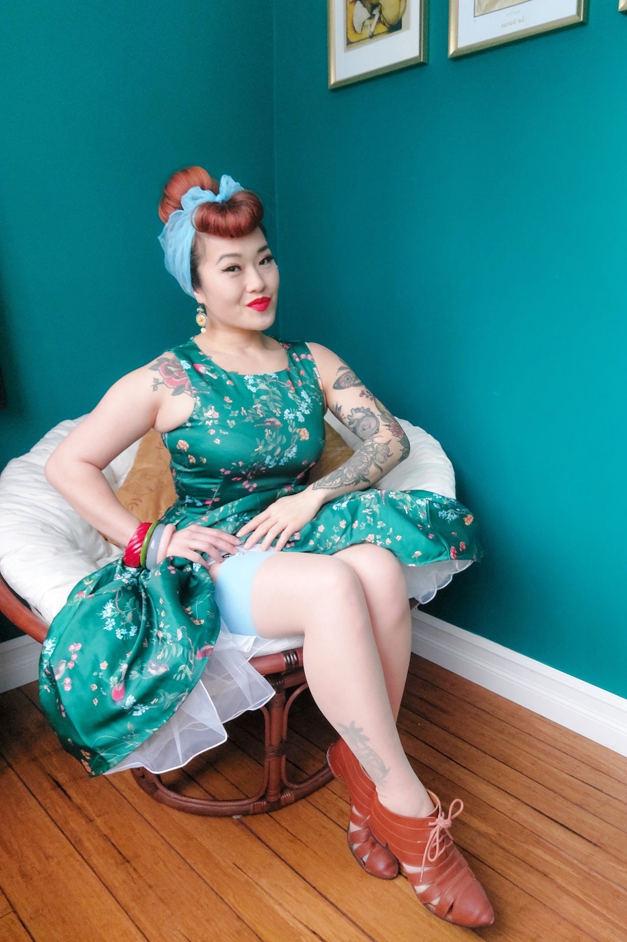 Annie Green Bird Print Dress