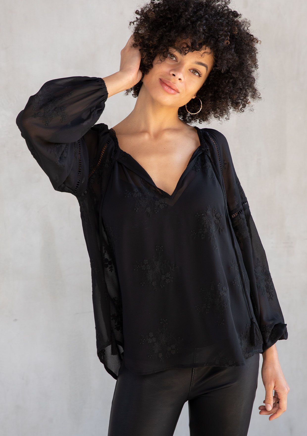 Cameron Embroidered Chiffon Blouse