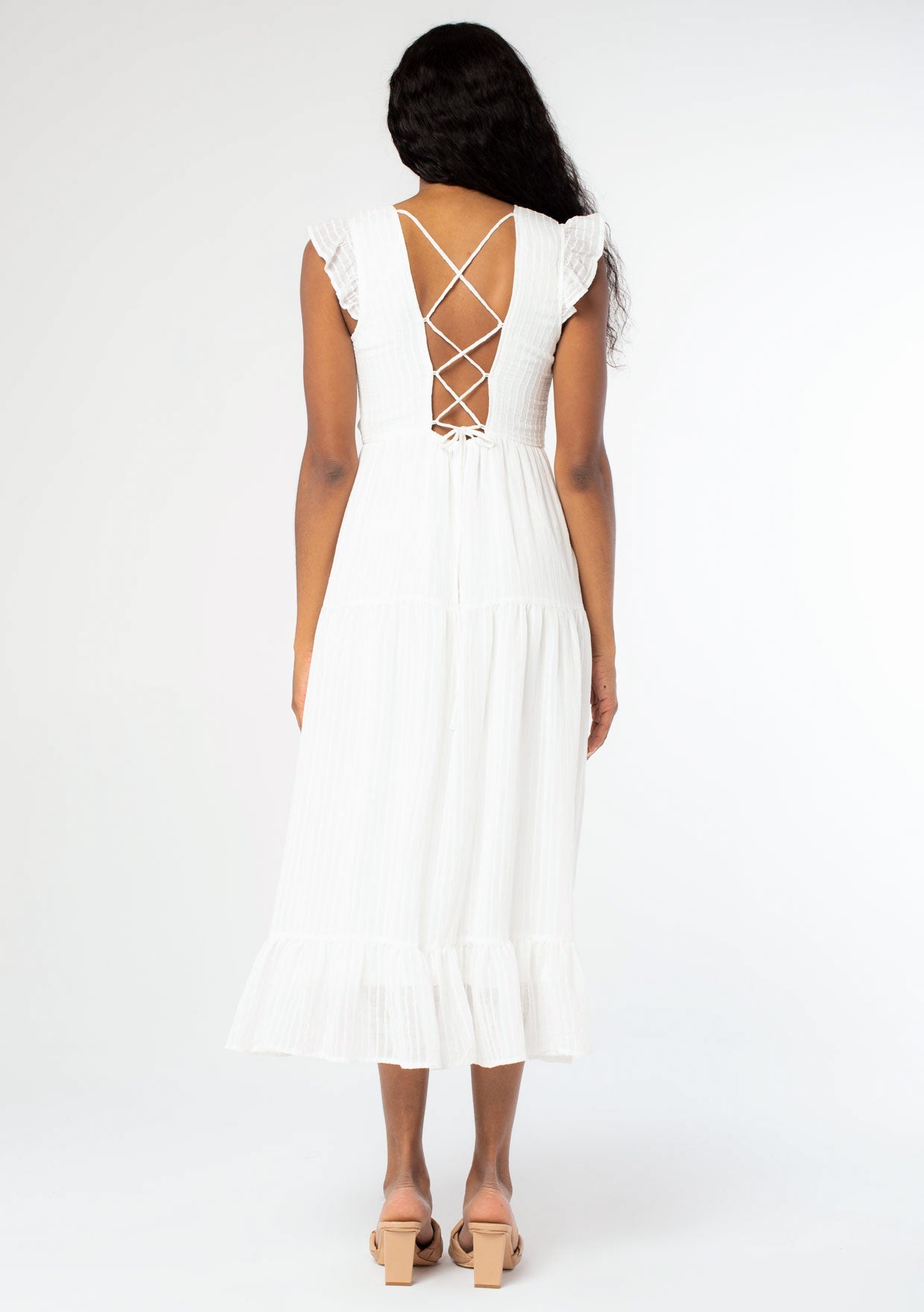 Talia Lace Up Midi Dress