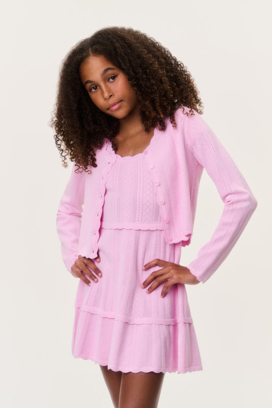 Tween Stretch Pointelle Gemna Cardigan