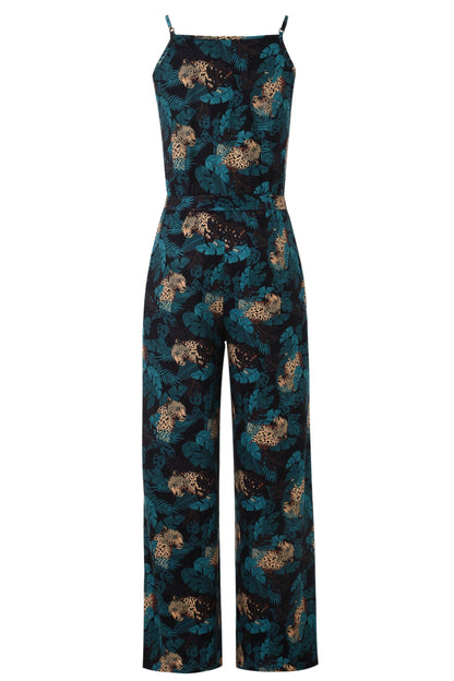 Brigitte Cheetah Print Strappy Jumpsuit