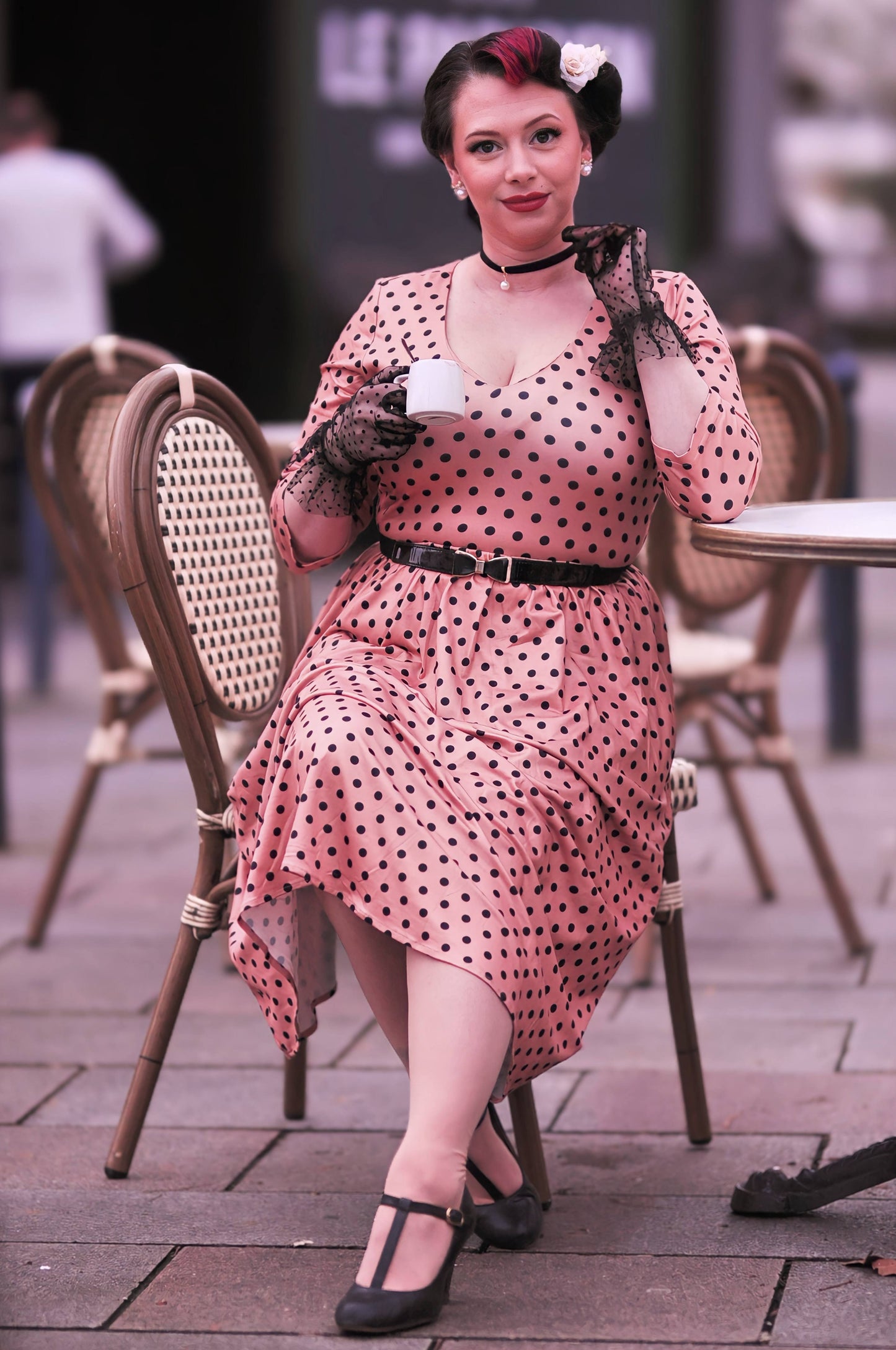 Billie Long Sleeved Brown Polka Dot Dress
